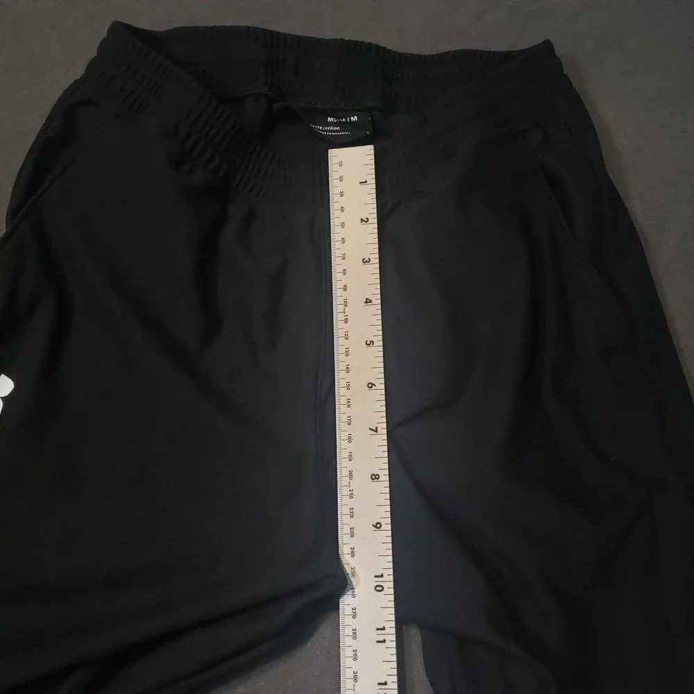 Under Armour Track Pants Mens Medium Black White Stripe Ankle Zip